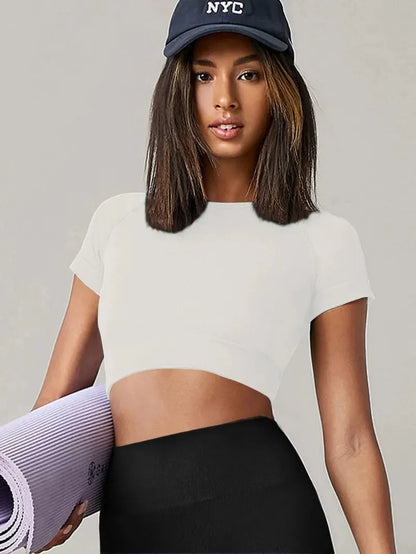 Elevate Your Workout with Our Women’s Seamless Yoga Top – Short Sleeve, Quick Dry Fitness Shirt for Ultimate Comfort and Style
